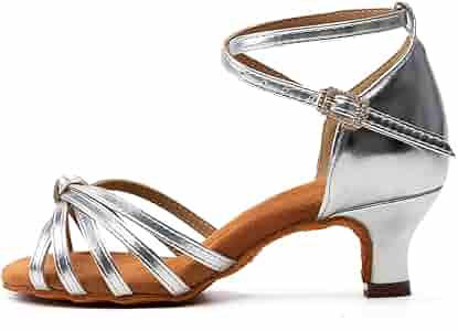 HROYL Scarpe Da Ballo Latino Donna - Tango Salsa Bachata, Tacco Alto - Foto 10