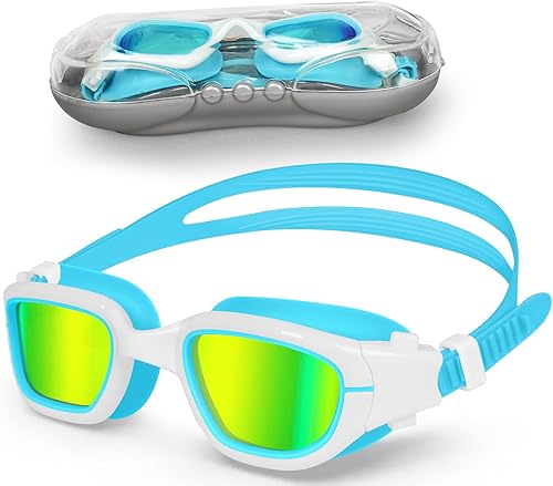 XDX Gafas de natación para niños, gafas polarizadas para niños con protección UV, antiniebla sin fugas, gafas de natación para niños y jóvenes de 6