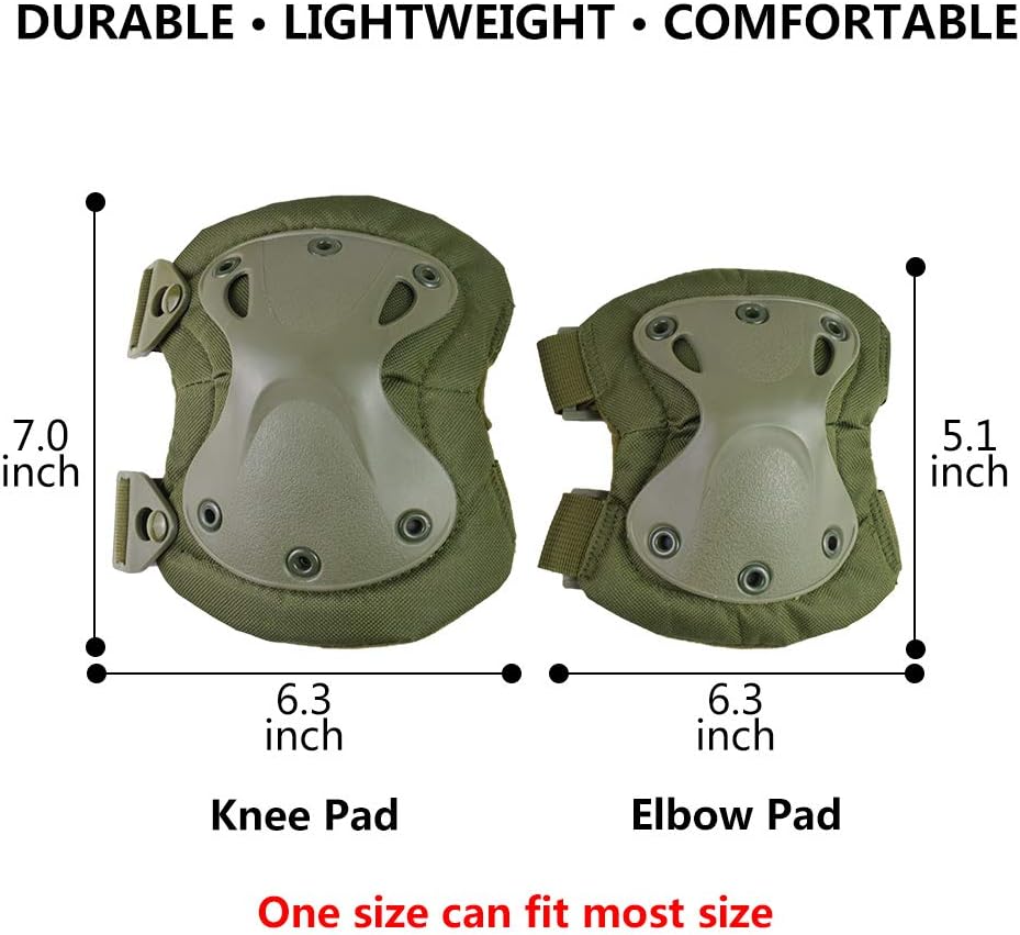 Action Union Professional Tactical Combat Knee and Elbow Protective Pads Sets Advanced Tactical Gear Set for Airsoft Paintball Hunting Army Skate Outdoor Sports (Green) : Sports & Outdoors