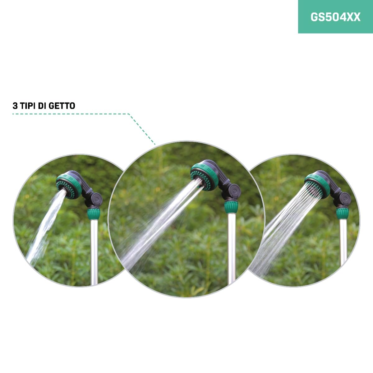 VONROC Lancia a Spruzzo da Giardino con 3 Getti, Testa Regolabile 180°, Asta Lunga, Soft Grip, Supporto a Parete e Cinghie – Doccia Estiva e Irrigazione Piante Alte