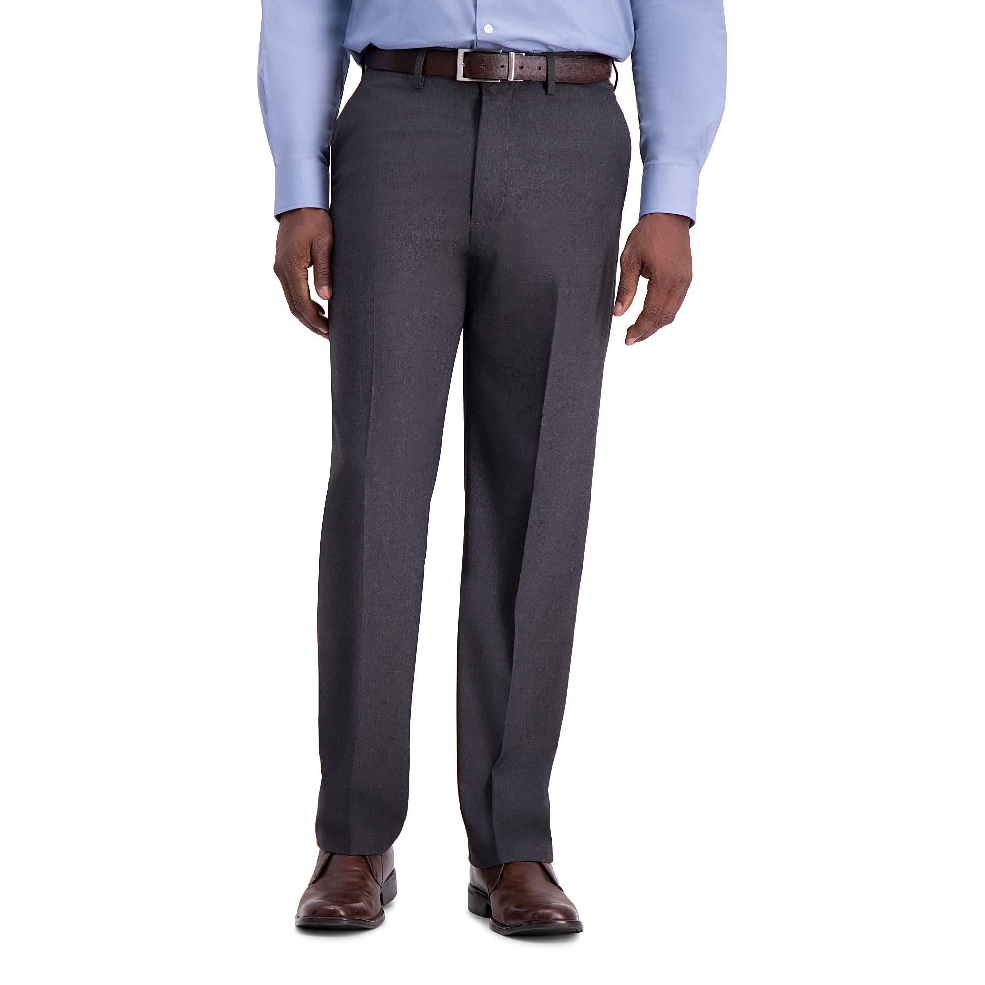 Haggar Men's Classic Fit Flat Front Solid Stretch Dress Pant, Charcoal  Heather, 32W x 30L : Amazon.sg: Fashion