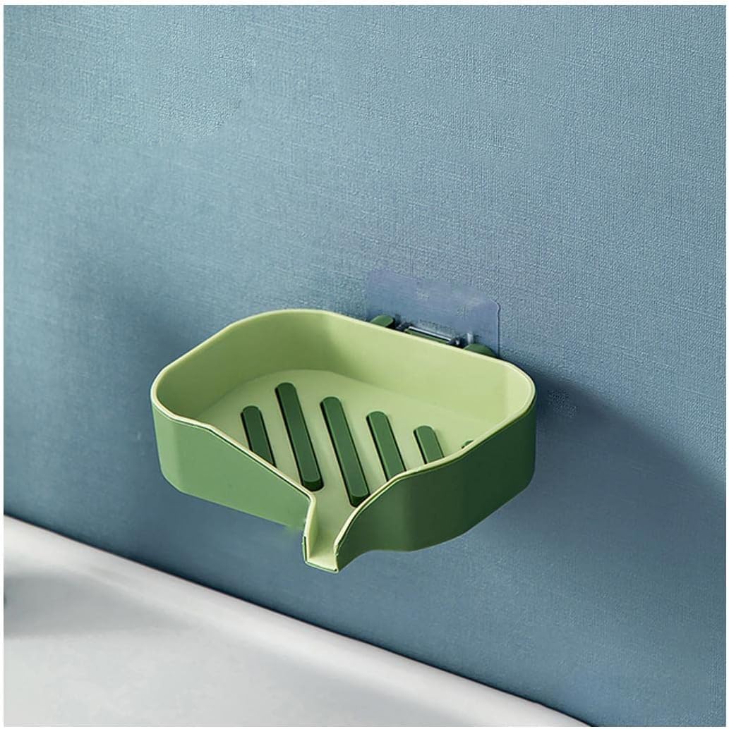 soap dish, Dish Holder Double Layer Soap Box Wall Mounted Bathroom Drain(D)