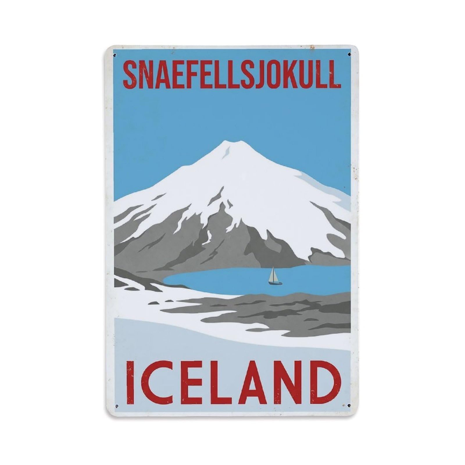Vintage Travel Snaefellsjokull Glacier Metal Tin Sign