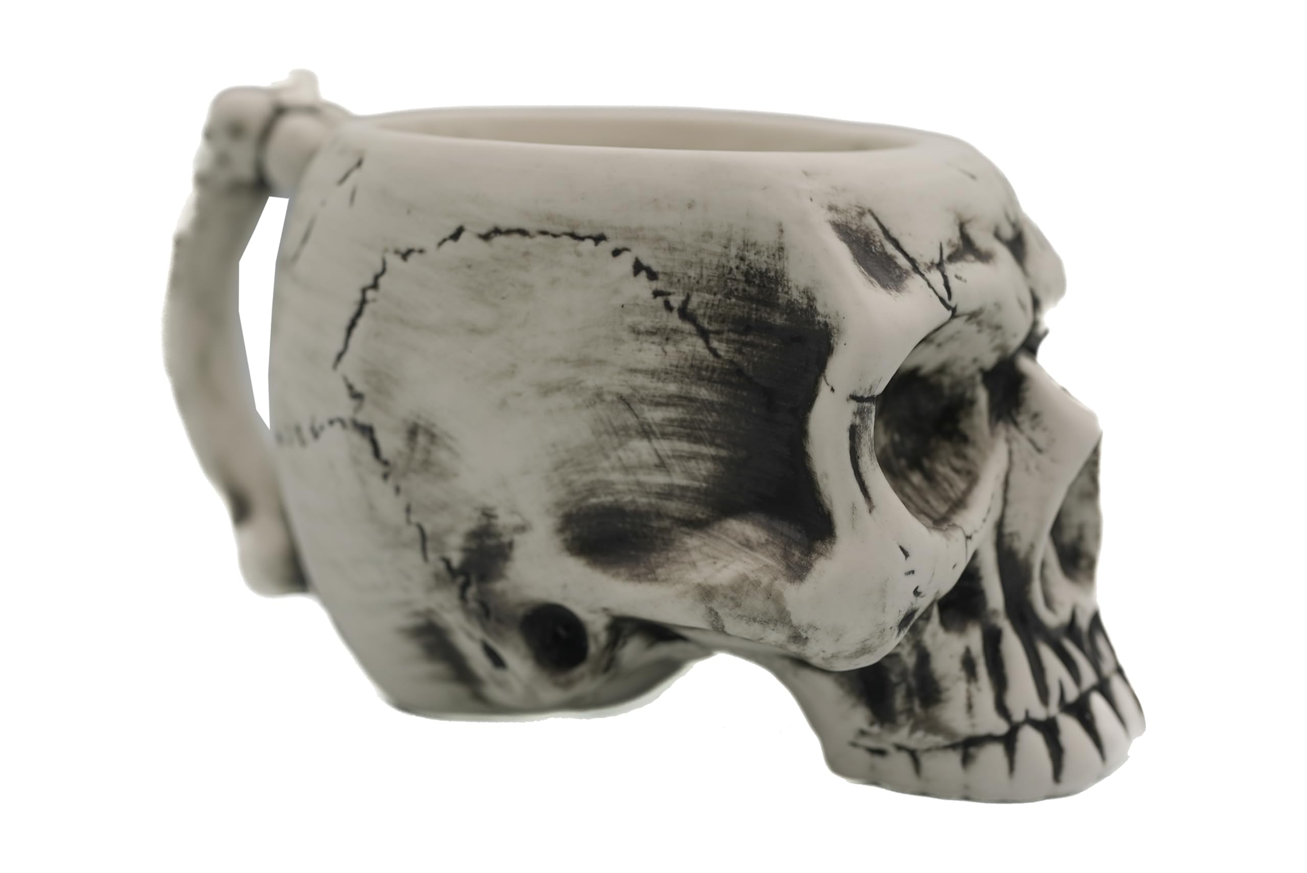 Burn The Ships White Ceramic Skull Shave Bowl | Handmade Lather Mug for Men | Hot Foam Brush Dish | Vintage Razor Soap Holder | Luxury Gift for Him