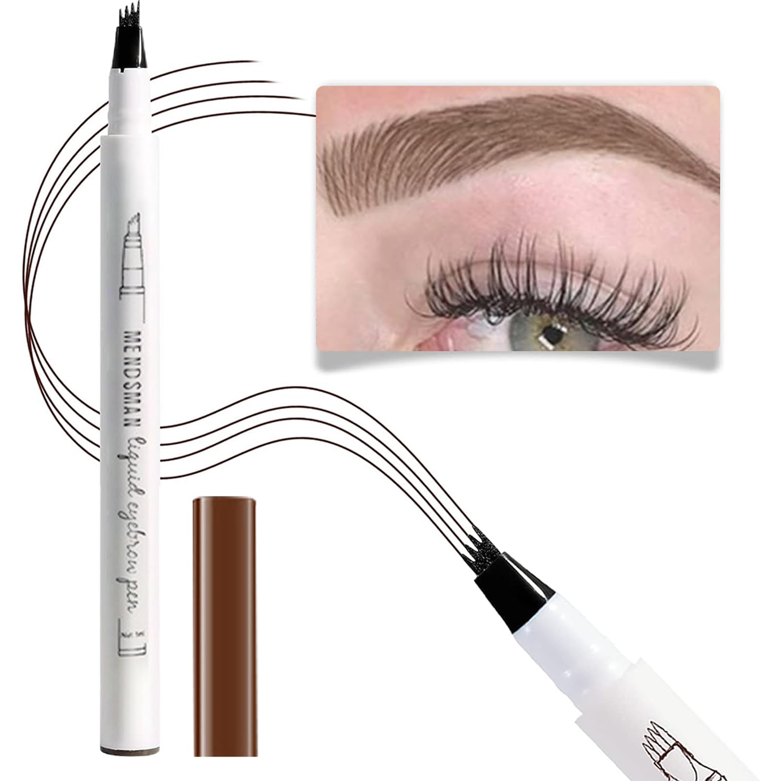 Lapiz Cejas Microblading, Lápiz Para Tatuaje De Cejas A Prueba De Agua, Lápiz De Cejas Microblading Con Aplicador De Punta De Microhorquilla, Crea Cejas De Aspecto Natural Sin Esfuerzo (Marrón)