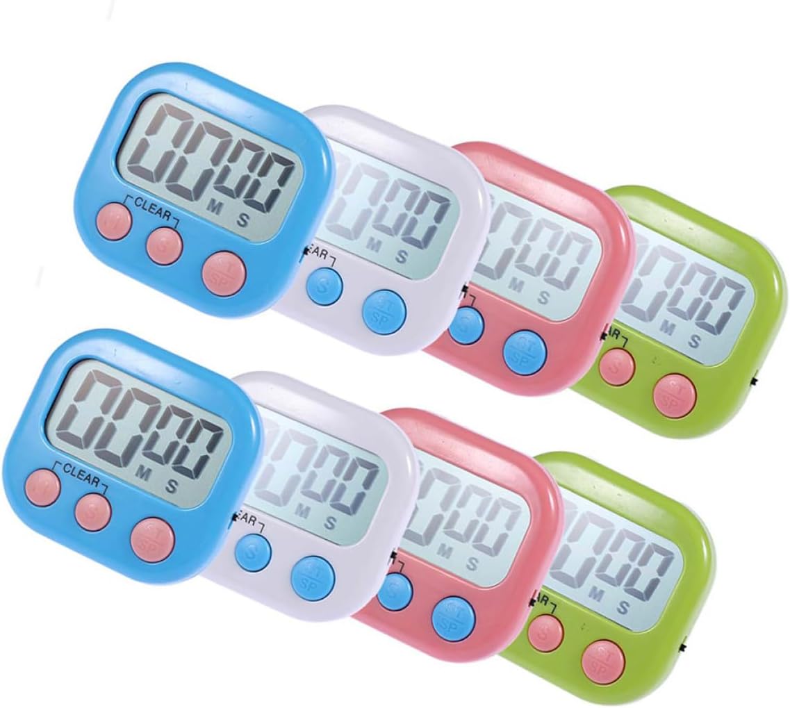 8pcs Digital Kitchen Timer for Cooking and Baking Multifunctional Electronic Countdown Timer with Loud Alarm for Study Classroom and Home Use No Battery Included