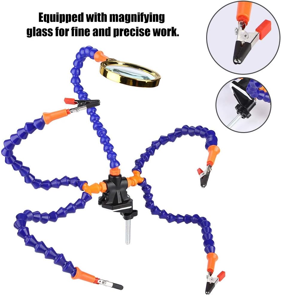 Hand Soldering Tool, Soldering Station Clip Solder Station Helping Hands, with Magnifying Glass for Model Airplane(With fan)(Without Fan)
