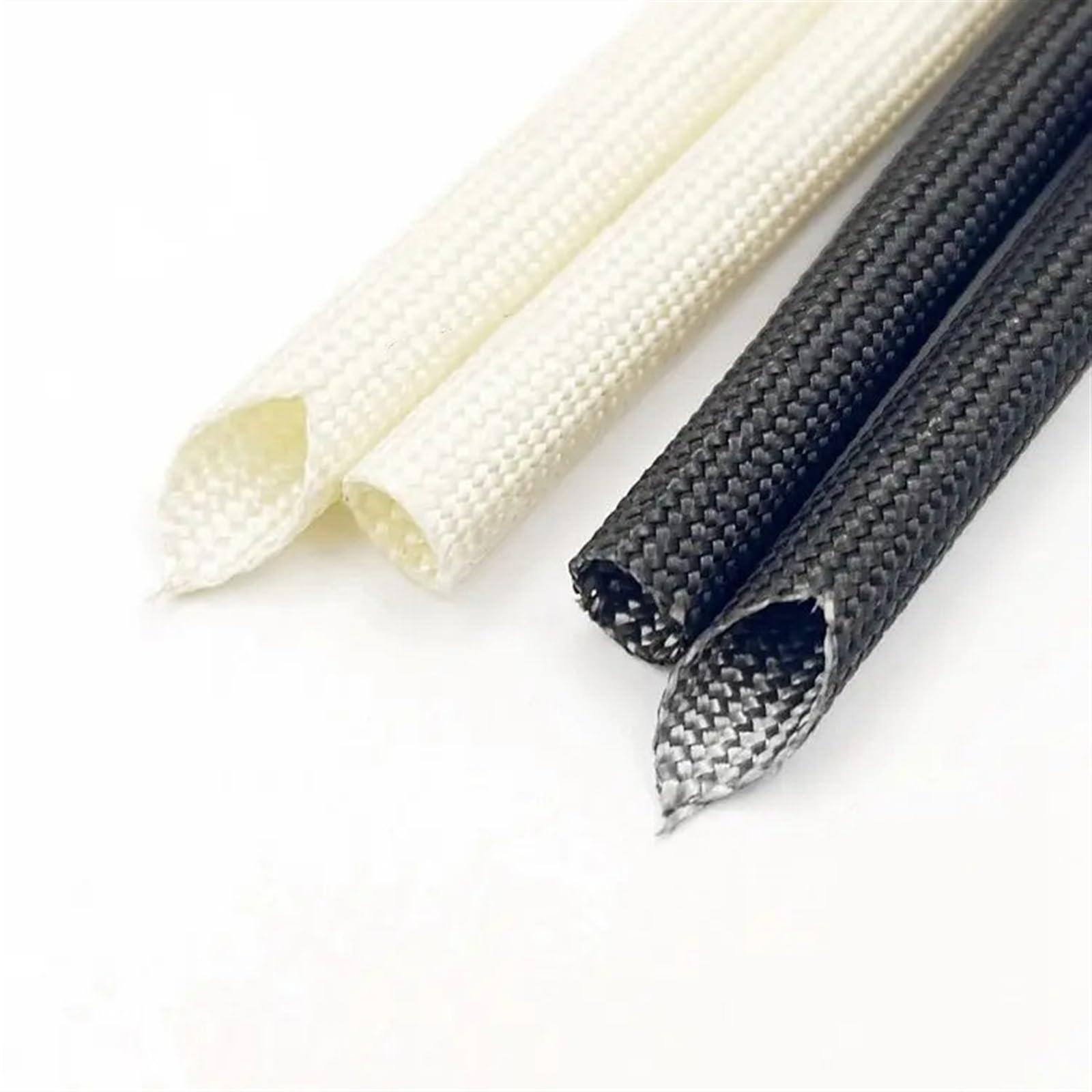 Gaine tressée, Gaine de câble tressée en Fibre de Verre Souple, isolée à Haute température, 1-25mm, 5-10m, Noir et Blanc(F,20MM-10M)