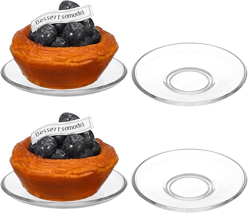 Zerodeko 4 platillos de vidrio transparente de alta calidad, platos redondos de 3.54 pulgadas, taza de café decorativa, ideal para platillos