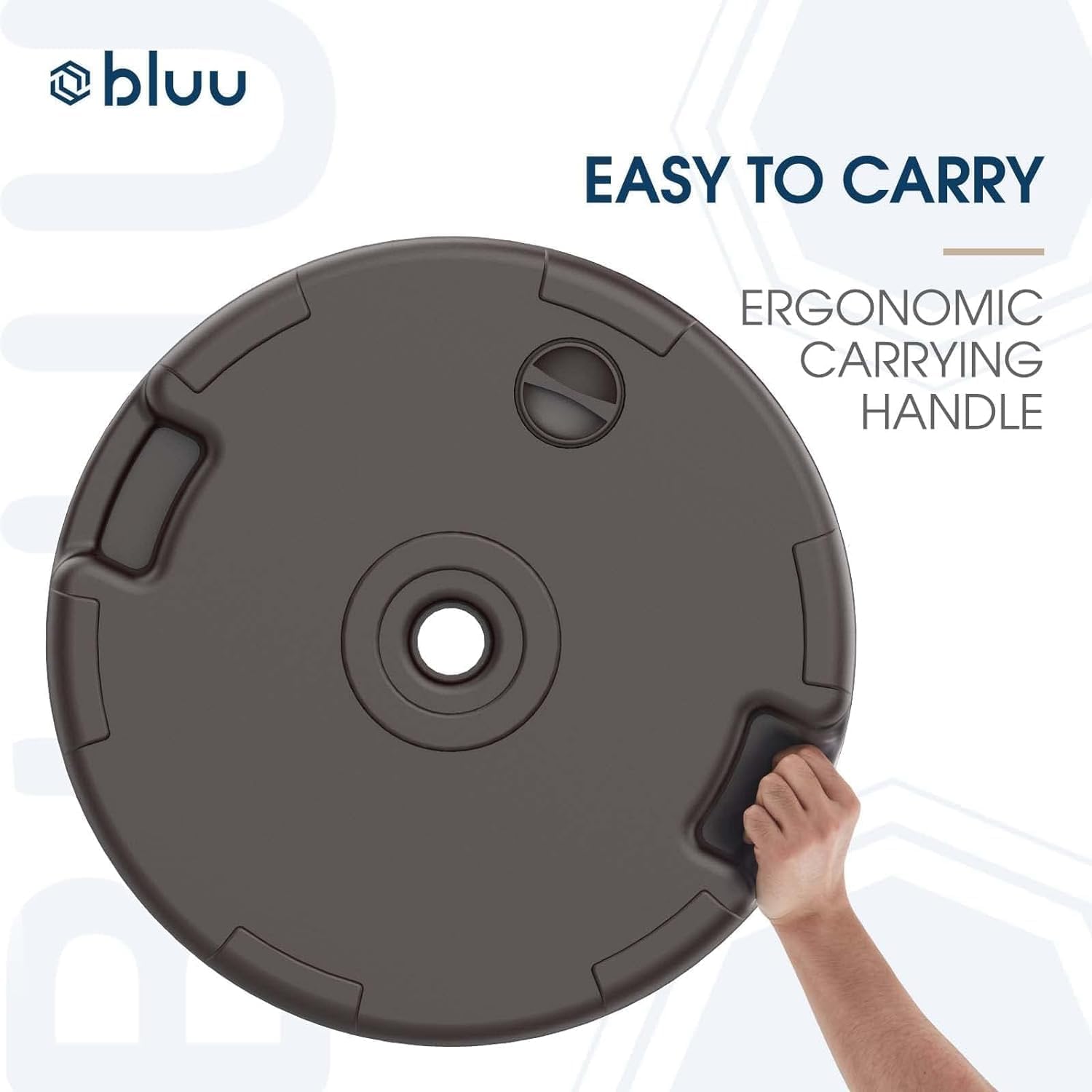 BLUU 80 Lbs Weighted Patio Umbrella Base Heavy Duty HDPE Recyclable Plastic Round Base Free Standing Water & Sand Filled Weight Base for Maple Market Umbrella