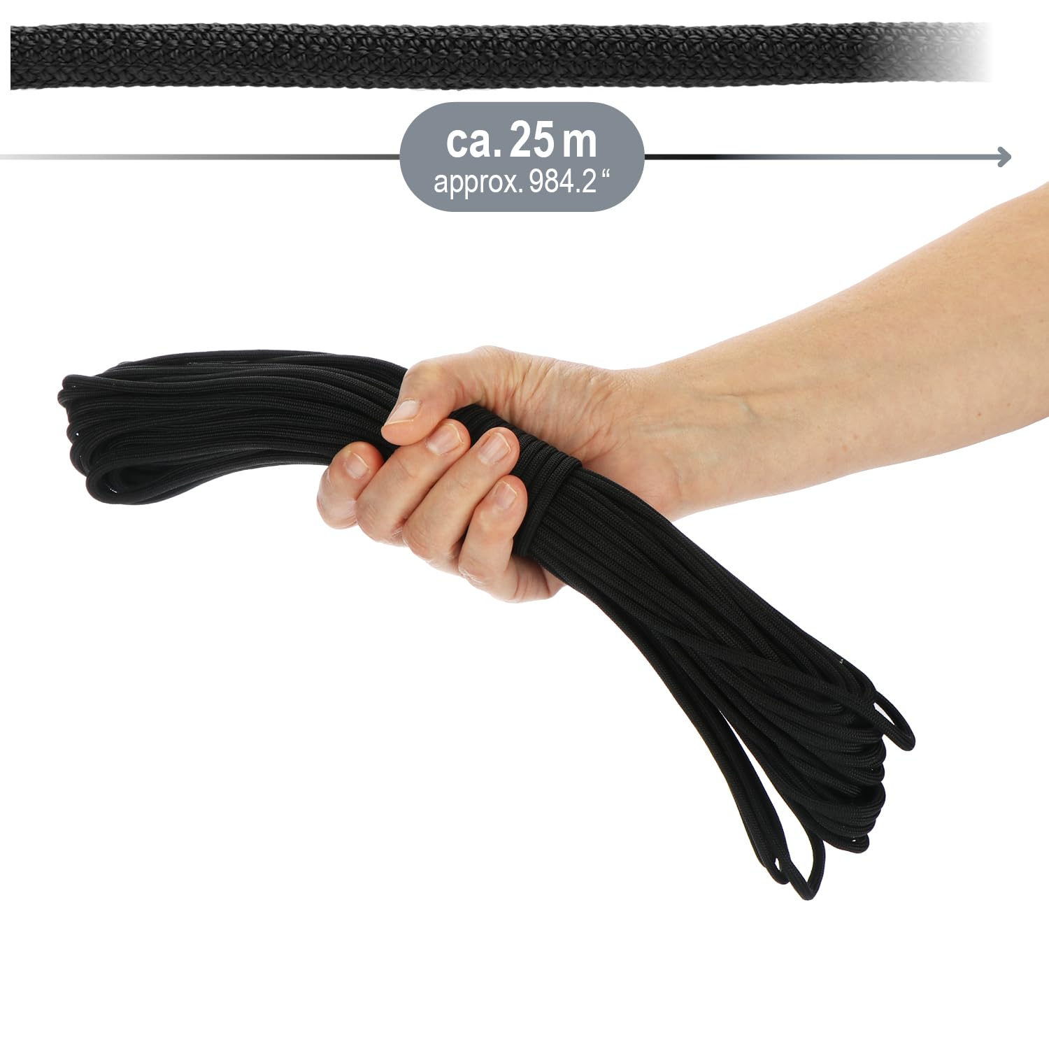 Com-four Corde Paracord Nylon 100 M - Résistance 250 Kg - Pour Camping, Bâches, Hamac - Jaune Fluorescent