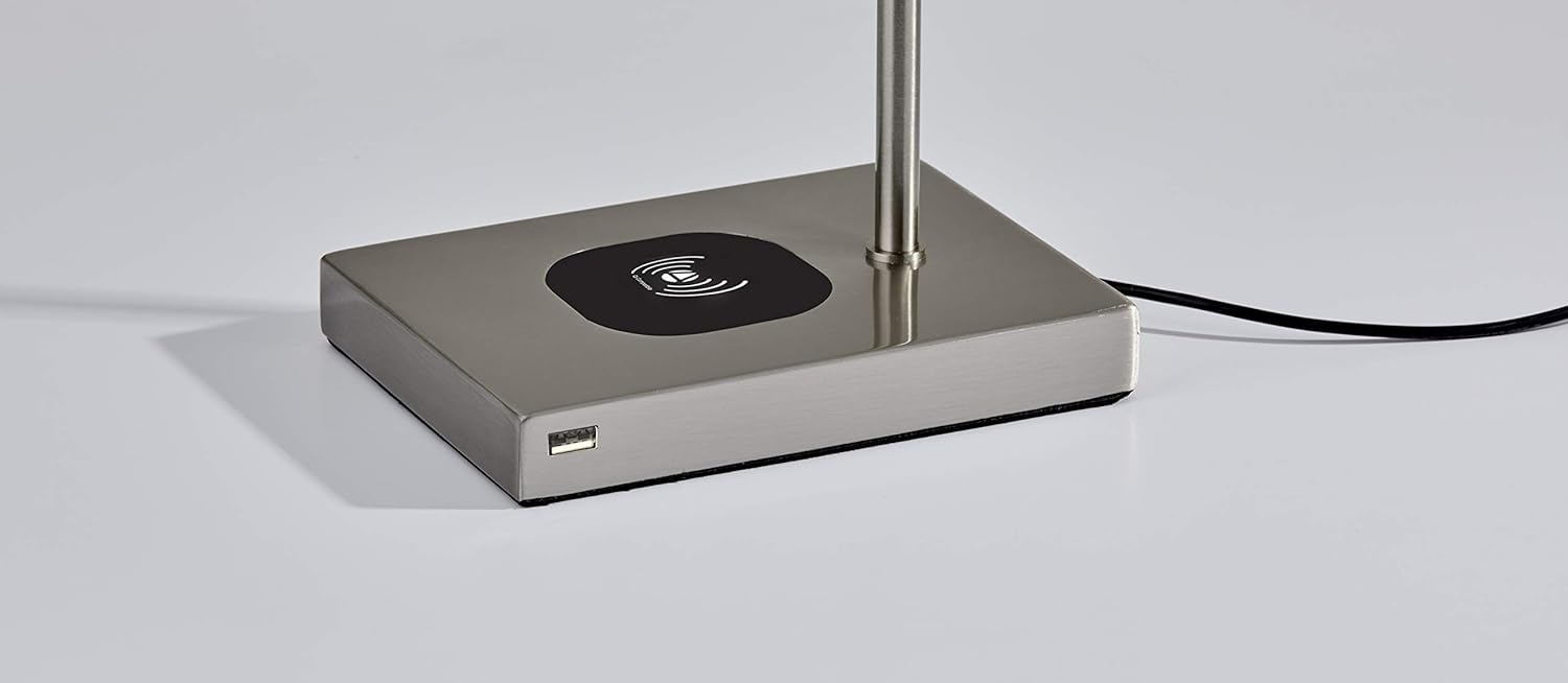 Frее Shірріng Ovеr $50 Adesso 4217-22 Collette LED Desk Lamp Wireless Charging, 7W LED, 5W QI, USB Port, Indoor Lighting Lamps , Silver