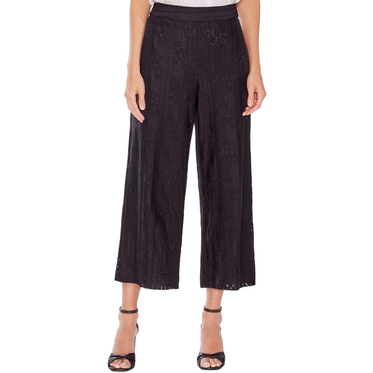 Vince Camuto Womens Lace Cropped Casual Wide Leg Pants Black 12