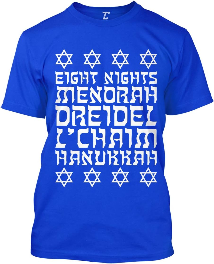 Eight Nights Menorah Dreidel L'Chaim Hanukkah Men's T-Shirt