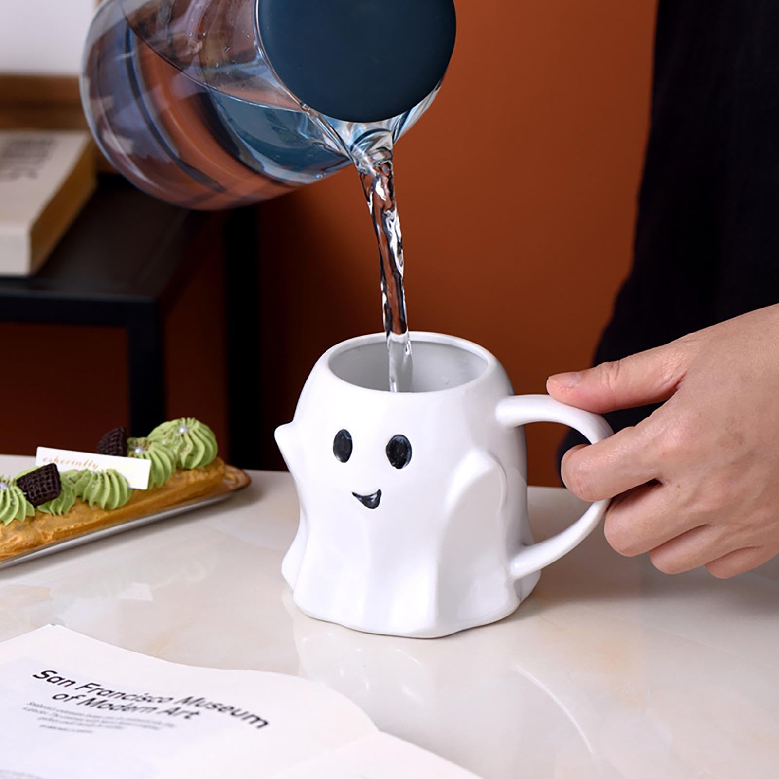 Cadeau D'Halloween Pour Homme Et Femme, Tasse à Café Fantôme Mignon Avec Couvercle Chapeau De Sorcière, Tasse à Thé Fantaisie En Céramique, Cadeau Créatif Pour Anniversaire, Halloween Et Noël (rose