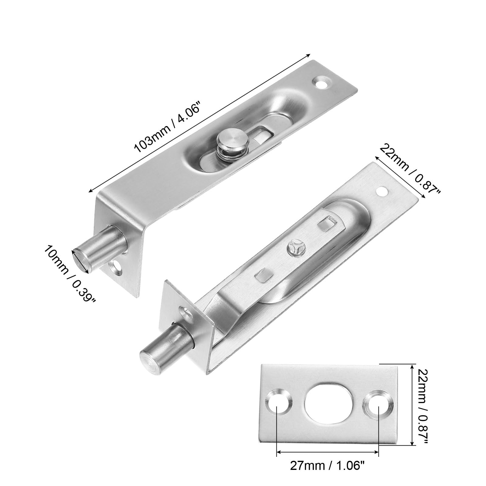 Sourcing Map Affleurant Verrou, 6 Pouce Inox Acier Porte Dissimulé Coulissant Serrure Loquet Pour Bois Composite Portes, Double Portes, Noir 2pcs