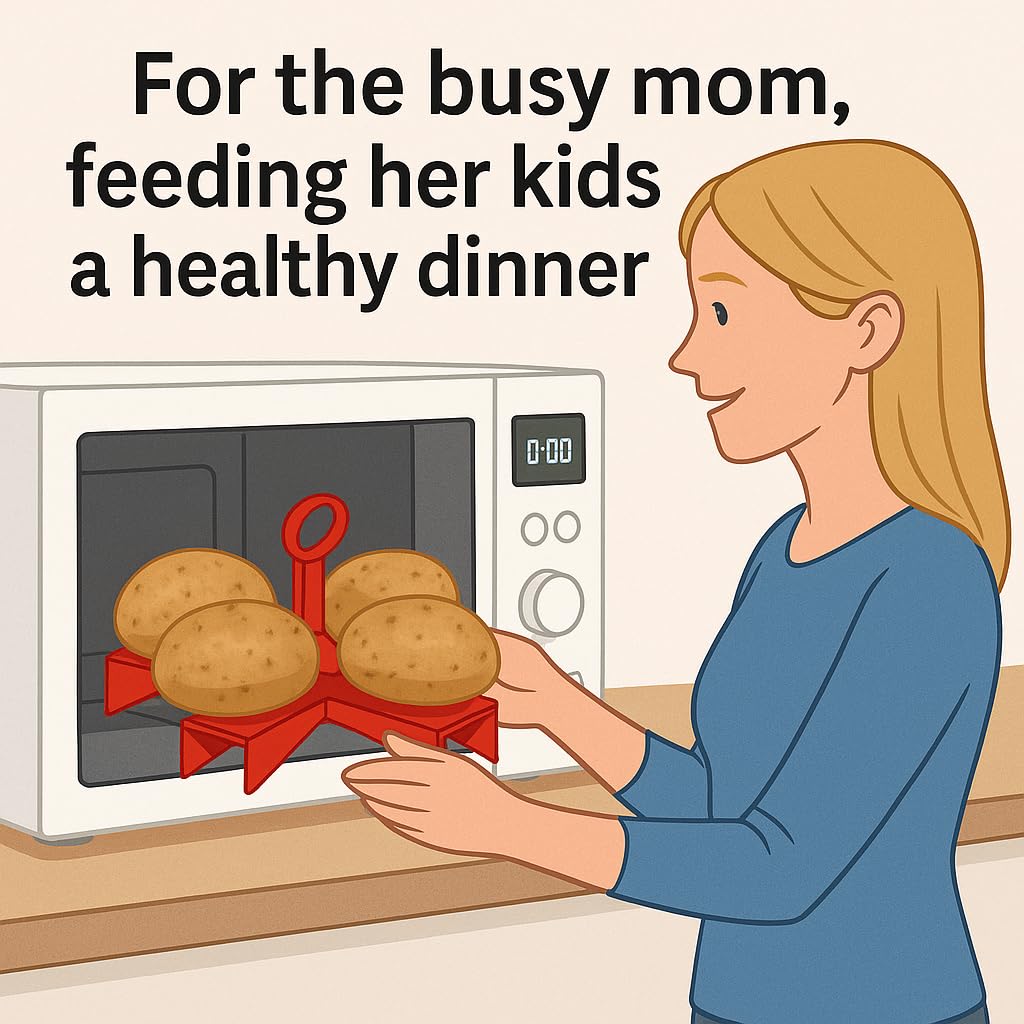 Microwave Potato Cooker - BPA-Free Plastic Rack Cooks 4 Potatoes Evenly in Minutes - Quick and Healthy Microwave Meal or Snack - Image 6