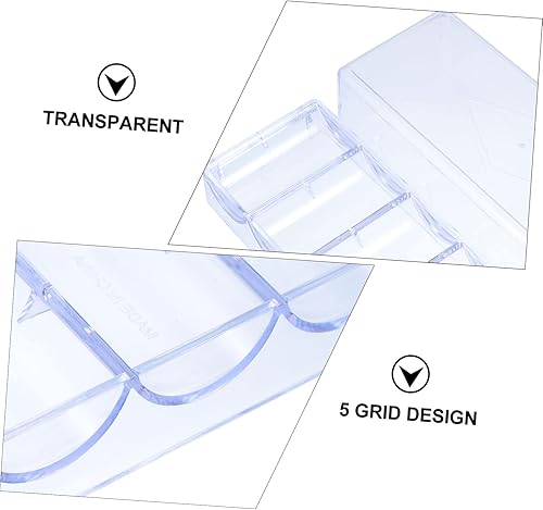Miniatura 6 de LABRIMP Contenedor de almacenamiento de 5 compartimentos de plástico, caja de chips, contenedor transparente, caja organizadora transparente para