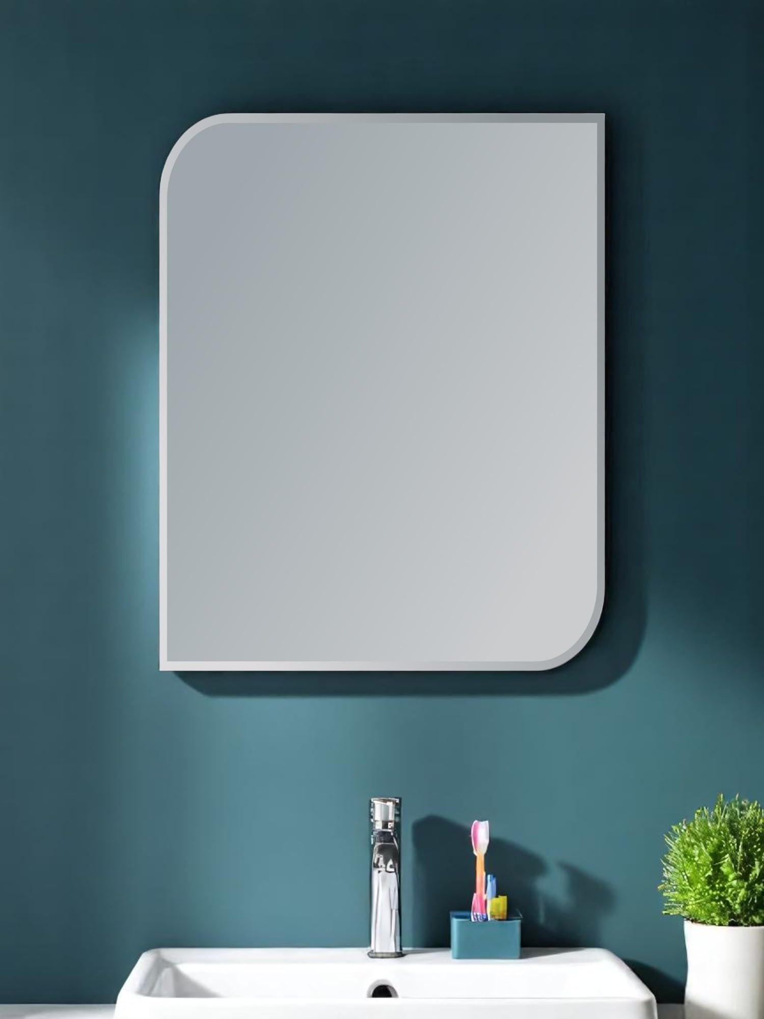Showerdrape Islington Frameless Bathroom Wall Mirror, Wall Mounted bathroom, Modern Rectangular Vanity Mirror For Living Room, Elegant Bevelled Edge, Bedrooms.