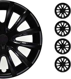 OMAC Tapacubos de 16 pulgadas, compatible con coches de coche, ABS, 1 juego (4 unidades), color negro mate para parte delantera y trasera