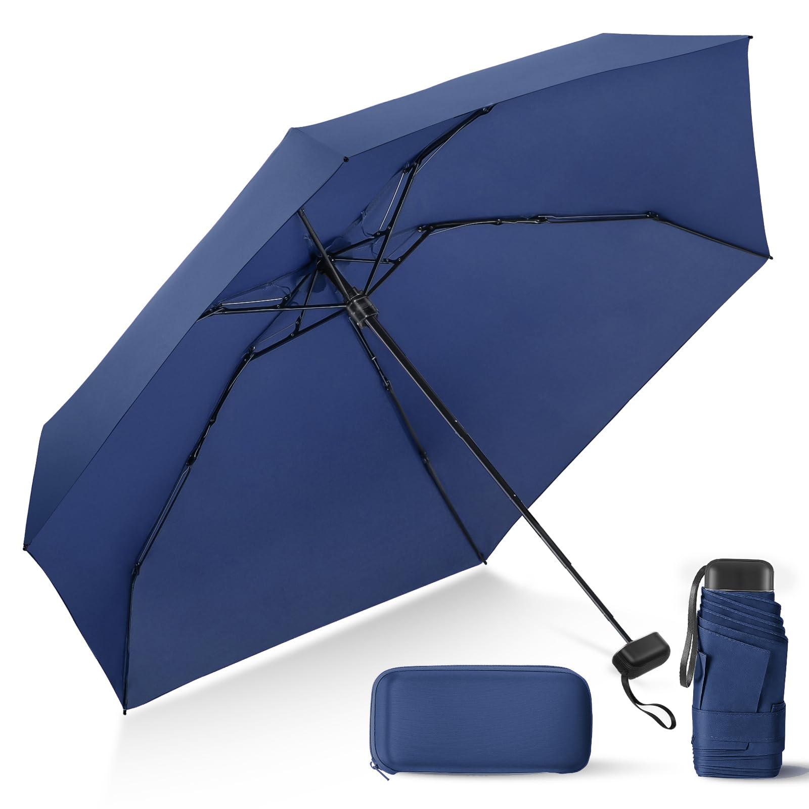 LEAGERA Compact Travel Umbrella with Case - Mini Umbrella for Purse, Small Lightweight &Tiny Design Perfect for Parasol Outdoor Sun&Rain Umbrellas