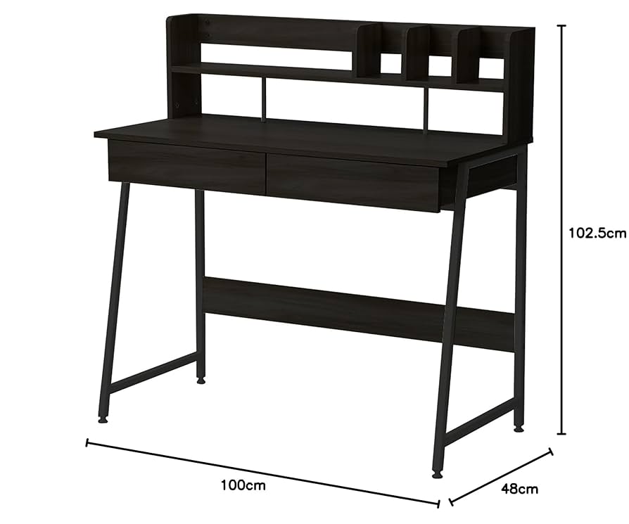 【幅100㎝】パソコンデスク デスク 机 学習机 勉強机 引き出し付き【ブラック Amazon | パソコンデスク 引き出し付き pcデスク幅100cm 収納台