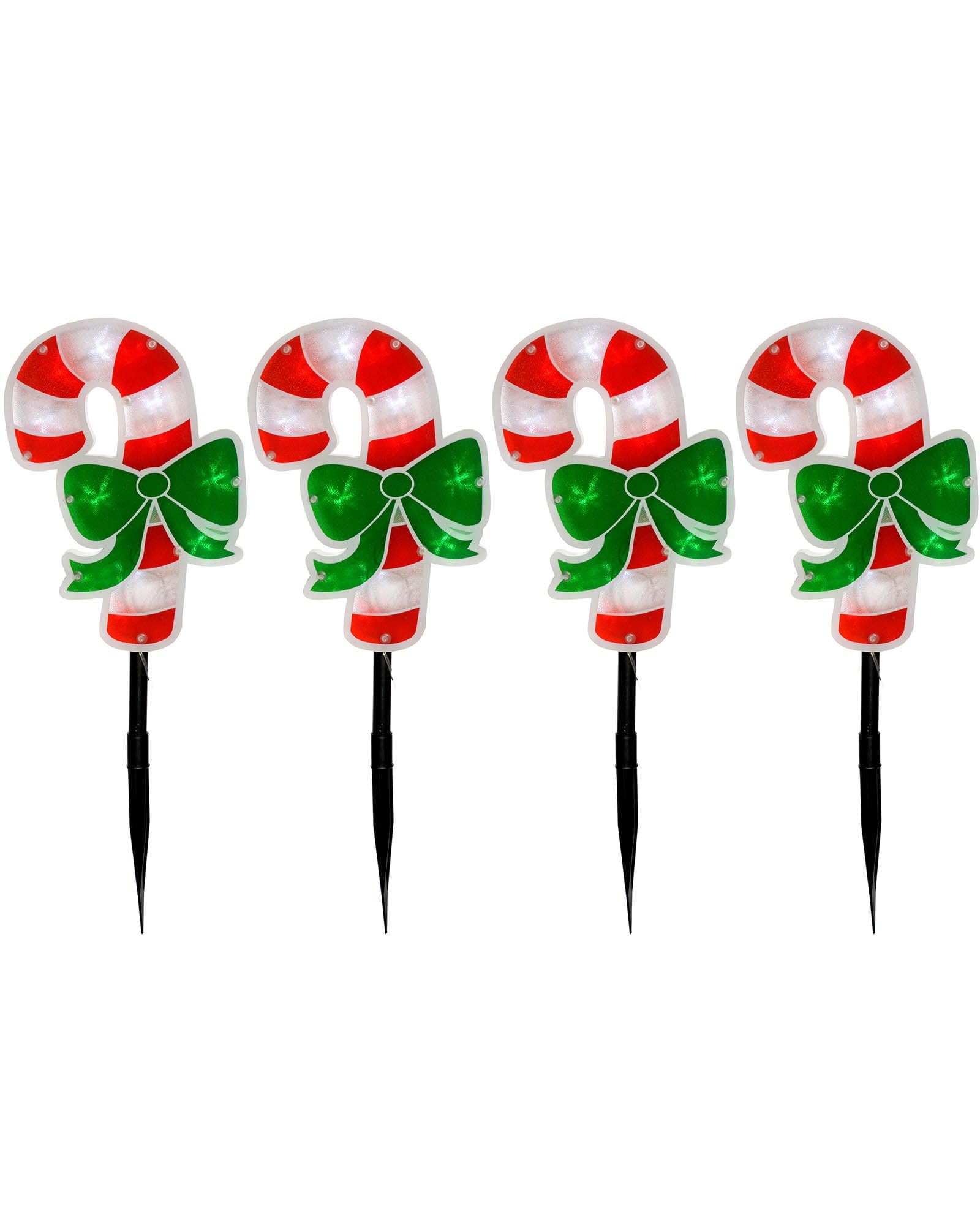 WeRChristmas Candy Cane Pathway Christmas Lights Double Sided, 24 cm - Multi-Colour, Set of 4