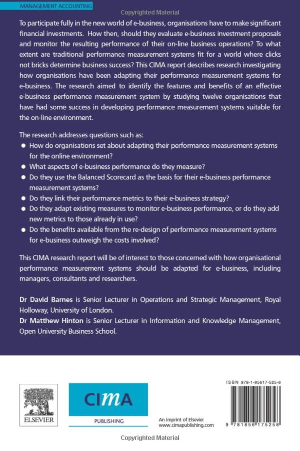 The benefits of e-business performance measurement systems
