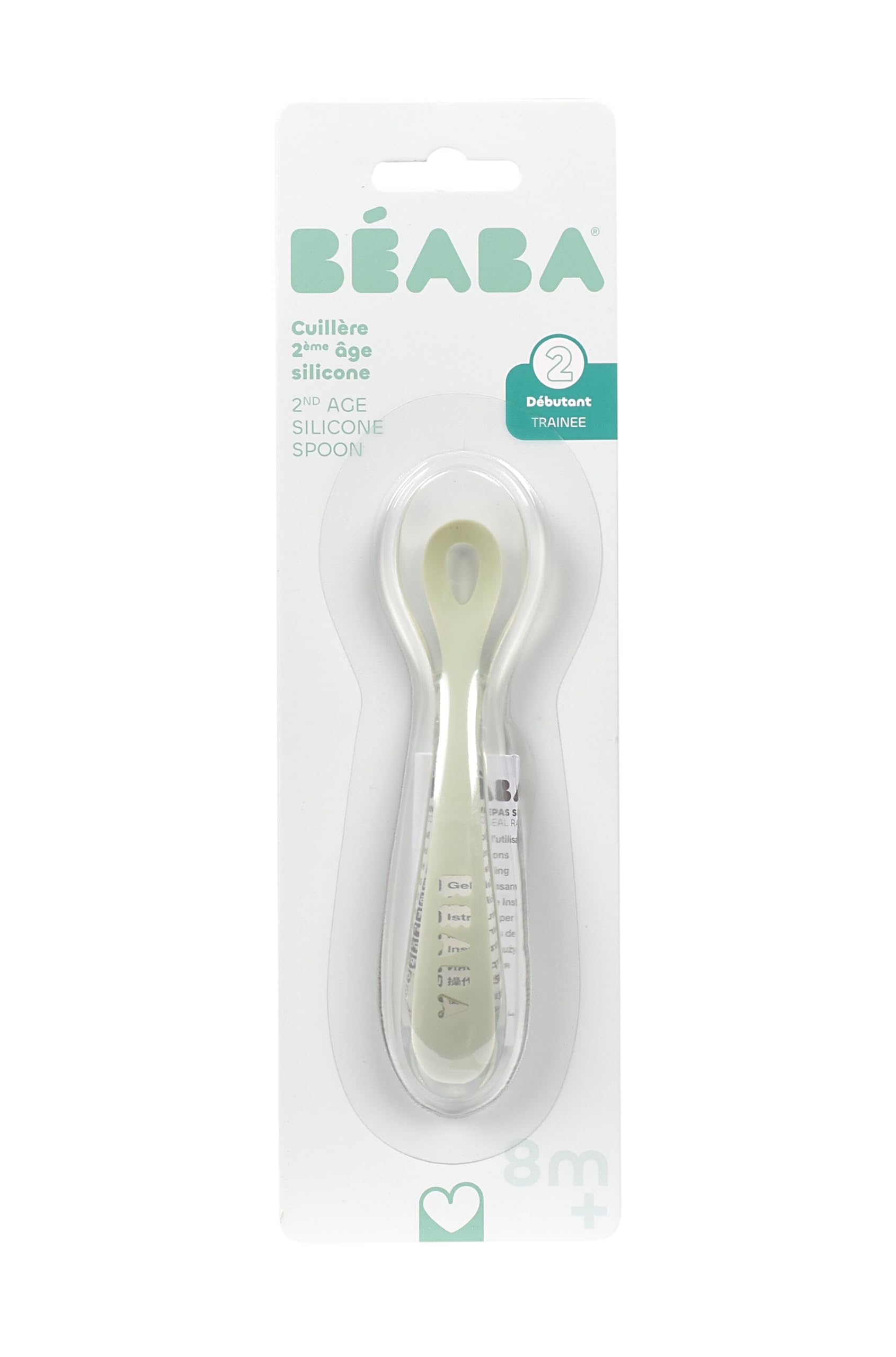 Beaba 2nd Stage Silicone Spoon - Baby Led Weaning Self Feeding Training Spoon with Ultra Soft Tip, Gum Friendly, Ergonomic Handles, BPA Free, Windy Blue, 8m+ 3
