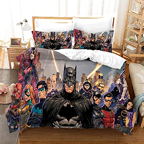 Agmdno Parure de lit pour enfant Batman - Housse de couette 135 x 200 cm + taie d'oreiller 80 x 80 cm - Movie Robin Joker DC Super Heroes (H01, 220 x 240 cm + 75 x 50 cm) Cover