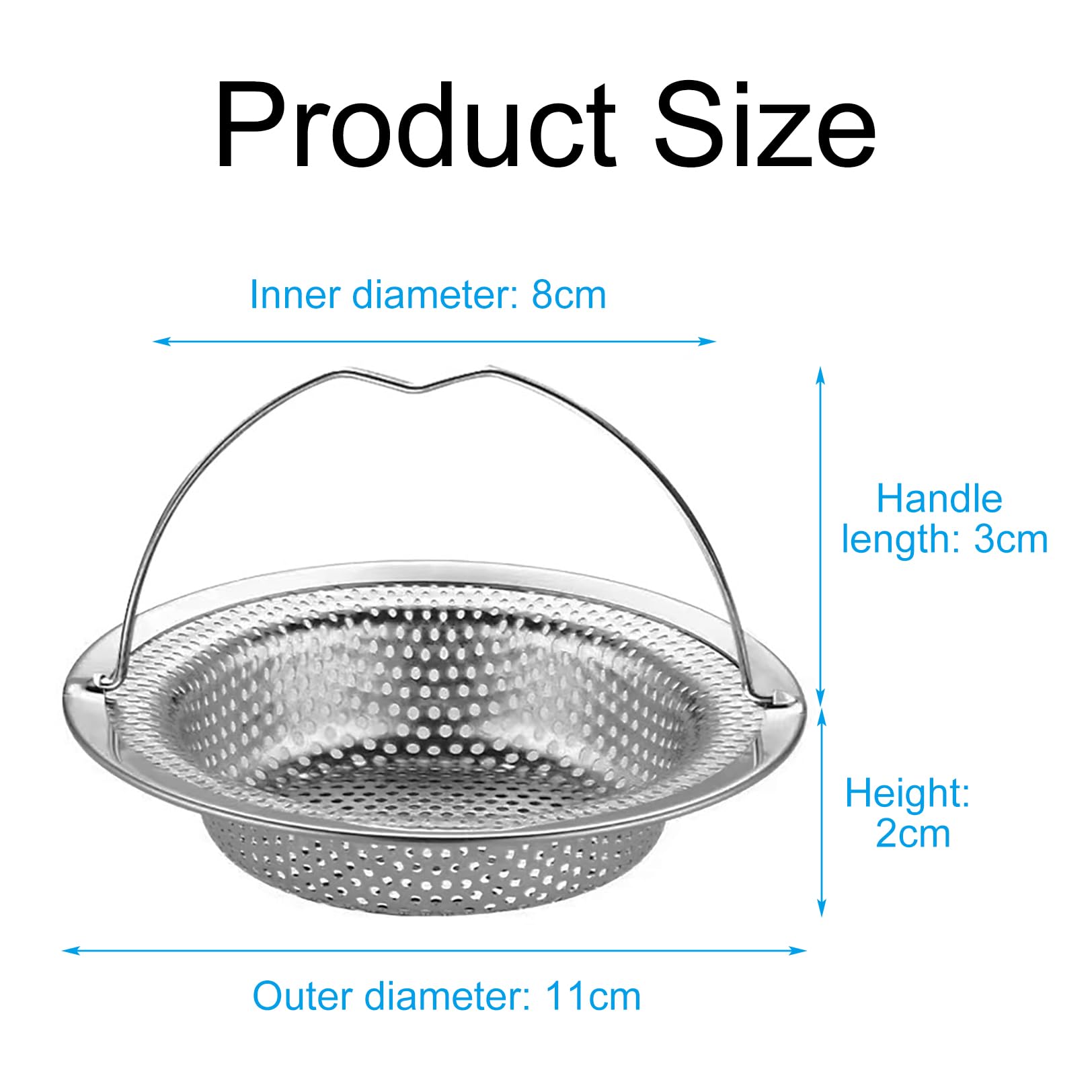 2 Filtri Per Lavello In Acciaio Inox Con Manico - Microfori 1mm, Adatti A Cucina E Bagno, 11 X 7,5 X 2 Cm - 2