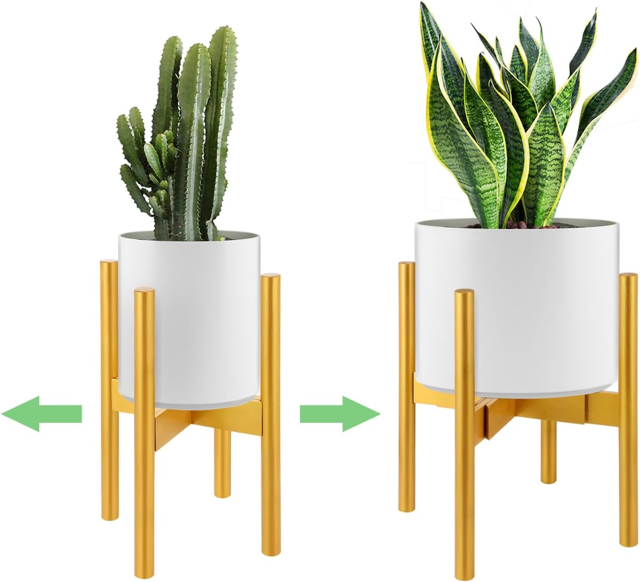 Adjustable Extendable Plant Stand Modern Bamboo Indoor Flower Pot Holder for Pots Versatile Planter Rack Golden Finish