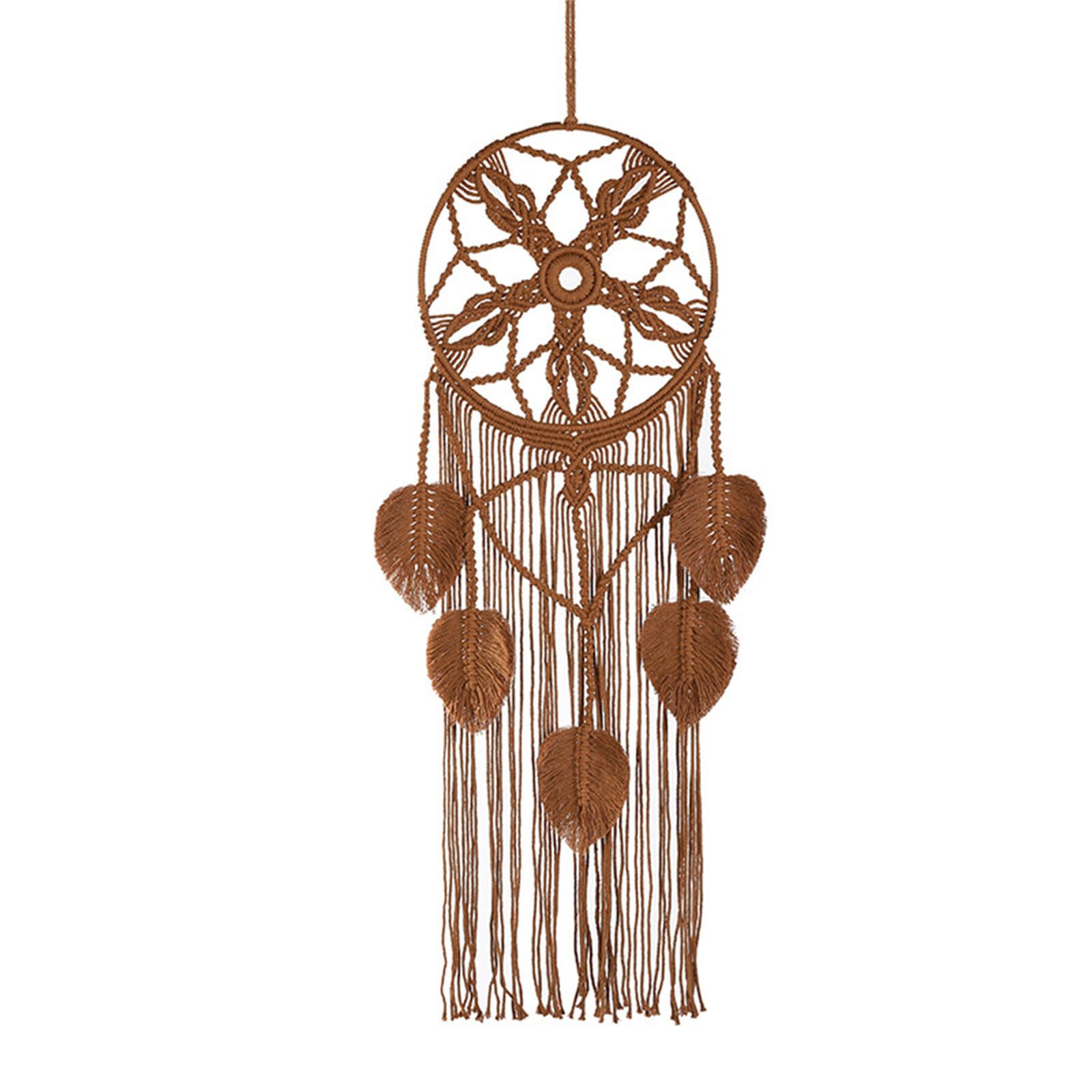 Kalttoy Caramel Colour Macrames Wall Hangings Woven Dreamcatchers Cotton Tassels Craft Ornament Wall Hangings Dreamcatchers