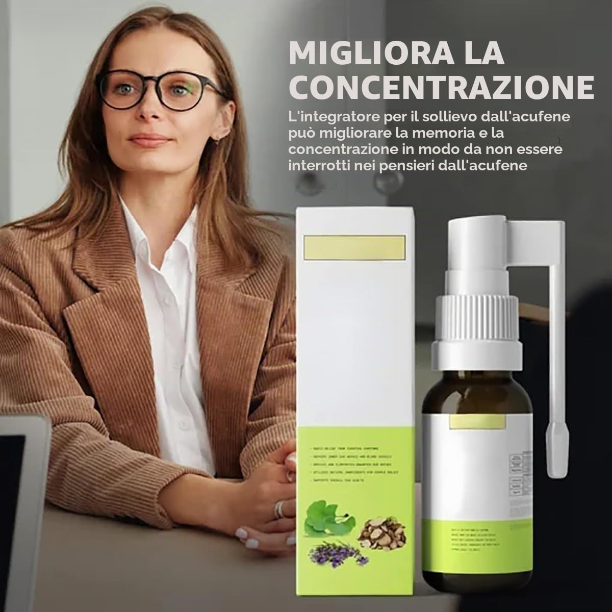Spray per sollievo da acufene, spray per sollievo dall'acufene, sollievo per acufene per orecchie che ronziano, inalatore per acufene (2 pezzi)