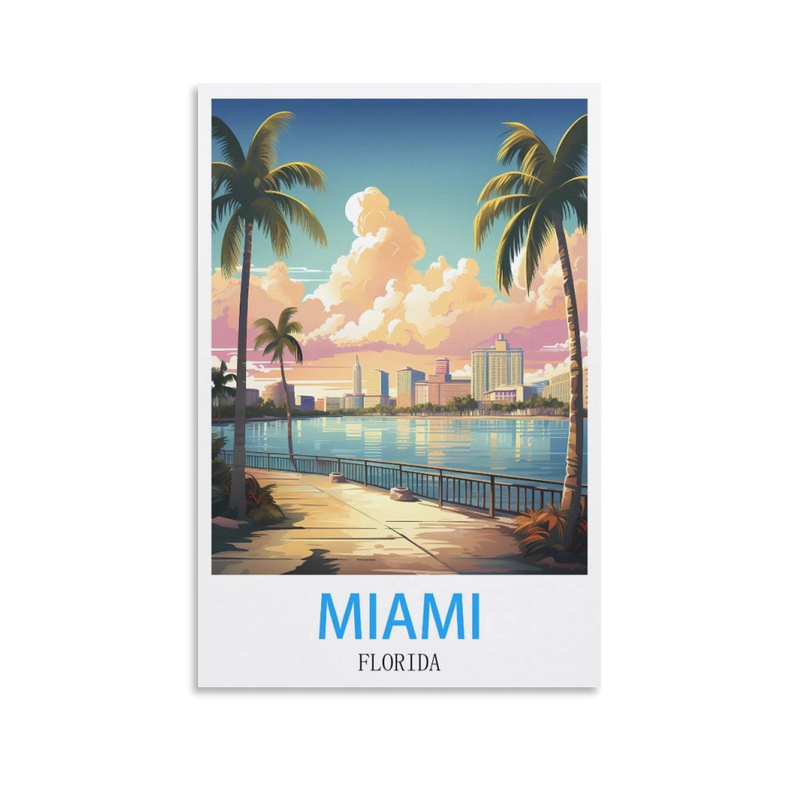 EZMLFA Diamond Art Kits Adults,Miami Floridas,5D Dimond Picture, Crystal Gem Art Crafts for Boys Girls, DIY Mosaic Creations Set for Home Decor 40x40cm