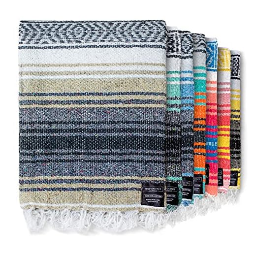 Benevolence LA Authentic Handwoven Mexican Blanket, Yoga Blanket - Perfect Outdoor Picnic Blanket, Camping Blanket, Equestrian Saddle Blanket, Serape Blanket 50x70 inches - Sand, Pack of 1