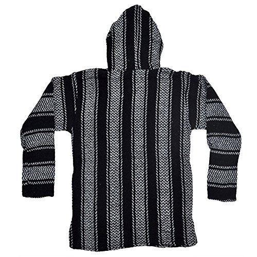 Striped Woven Eco-Friendly Jacket Coat Hoodie (Black, Small)2