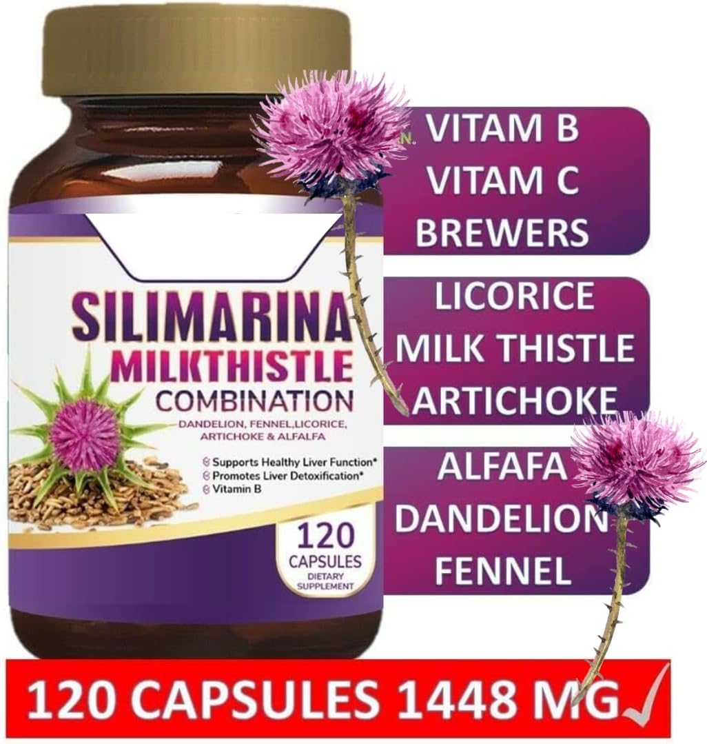Pastillas para el hígado graso | Silimarina para el hígado graso | 120 Capsules with Silymarin, Dandelion, Fennel, Complex B, Licorice. - Image 3