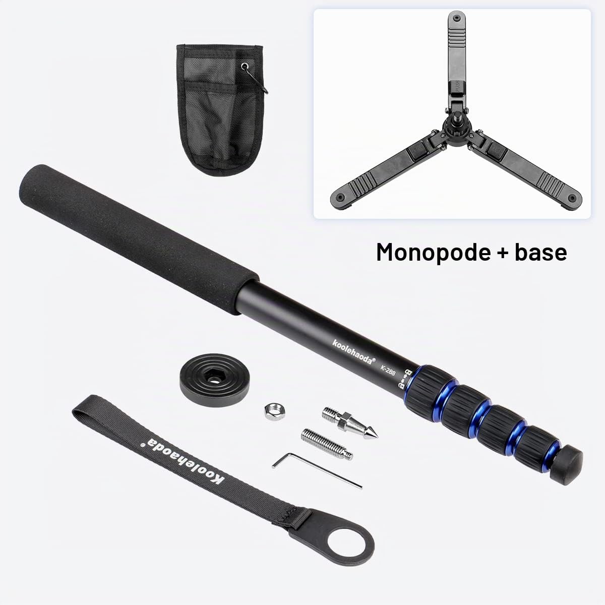Koolehaoda Monopode Extensible pour Appareil Photo en Alliage d'aluminium avec Base de Support pour trépied, 5 Sections 52 cm-168 cm réglables pour appareils Photo Reflex, Charge utile jusqu'à 7 kg