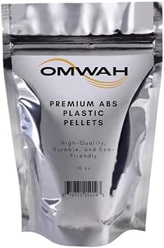 Omwah High Impact ABS Pellets for Injection Molding - 10 oz Bag, Black Color - Superior Impact Resistance, Easy Processing at 450F - Versatile and Durable Material for Various Industries