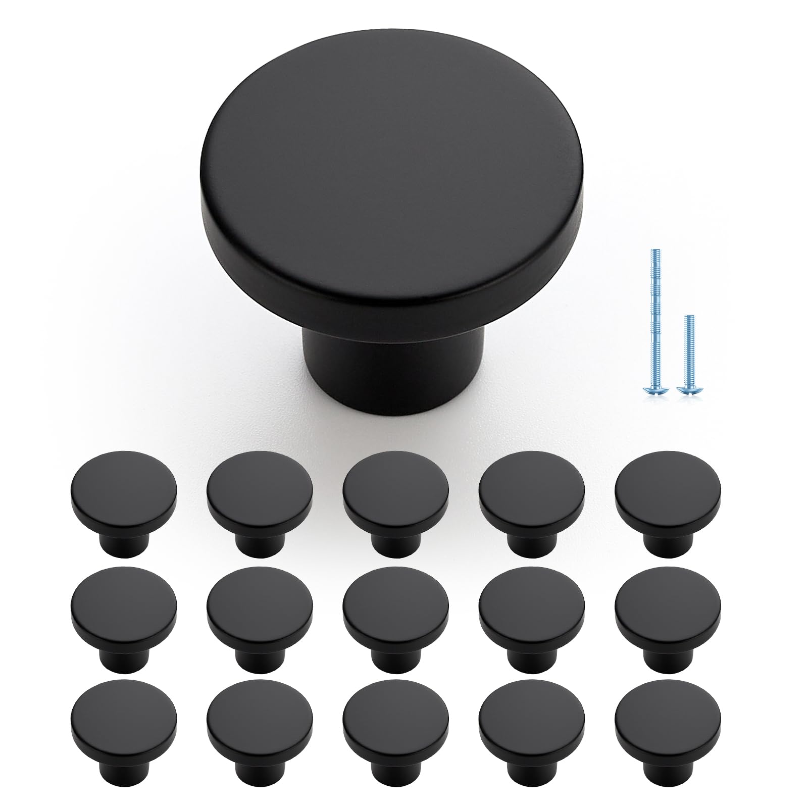 JOY DECOR 30 Pack Black Cabinet Knobs, Matte Black Drawer Pulls, 1-1/5 Inch — Amazon image 12