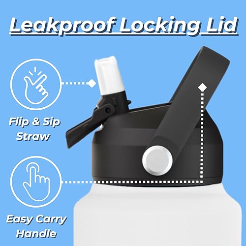 Miniatura 8 de HydraNest - Botella de agua de acero inoxidable con popote y recipiente para aperitivos, a prueba de fugas y oculta, ideal para gimnasio, niños y