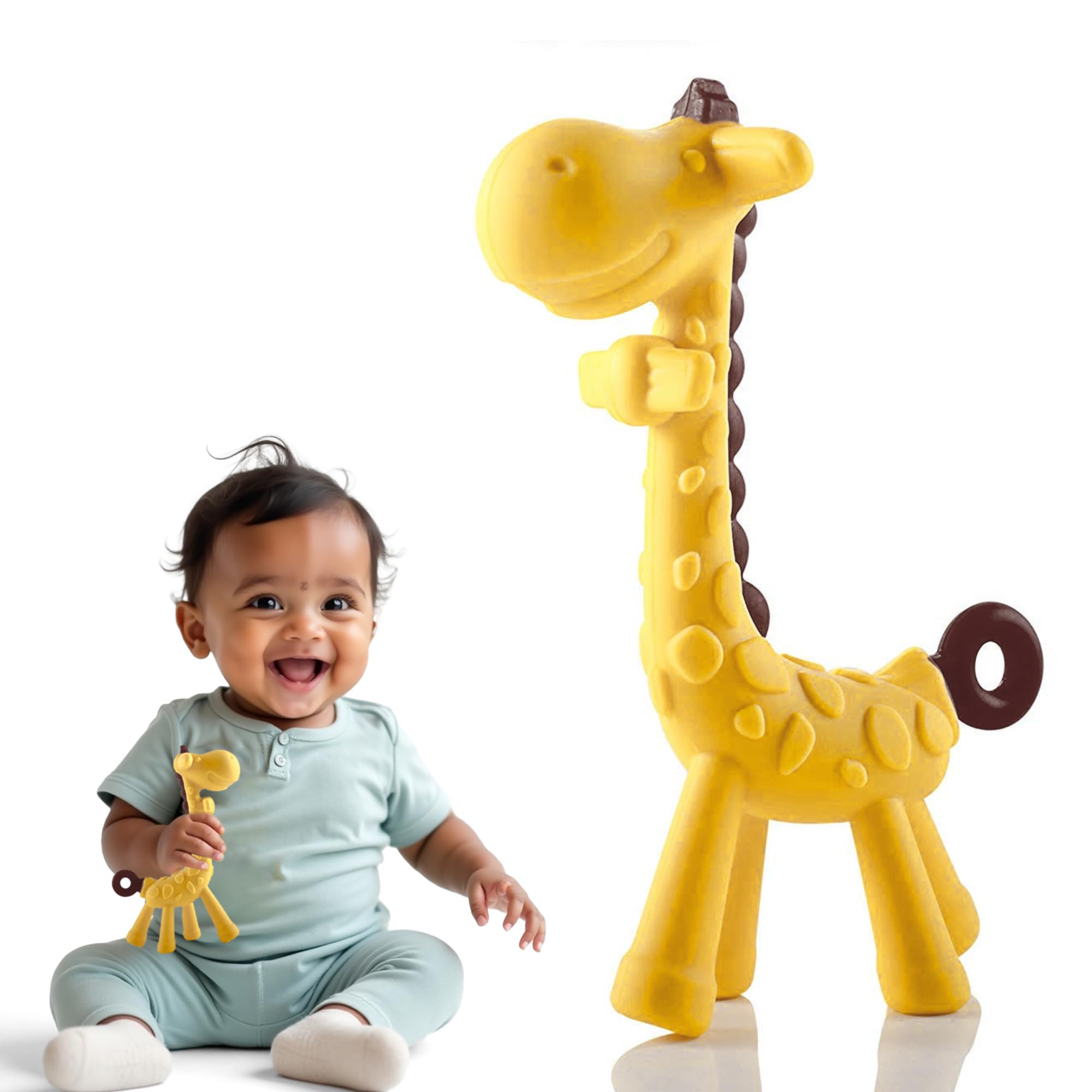 Kidology Giraffe Shaped Teether for Babies 6+ Months - BPA Free Silicone Teething Toys for Infants | Safe and Soft Chewable Toy | Freezer and Dishwasher Safe | Ideal Gift for Baby Girls & Boys-image-16