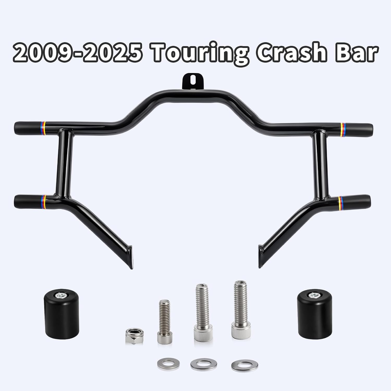 1.25" Front Engine Guard Crash Bar Flat Out Bar for Harley Touring 2009-2025 Street Glide Road King Electra Glide Ultra Limited Trike,Black【 Does not fit Road Glide Models】