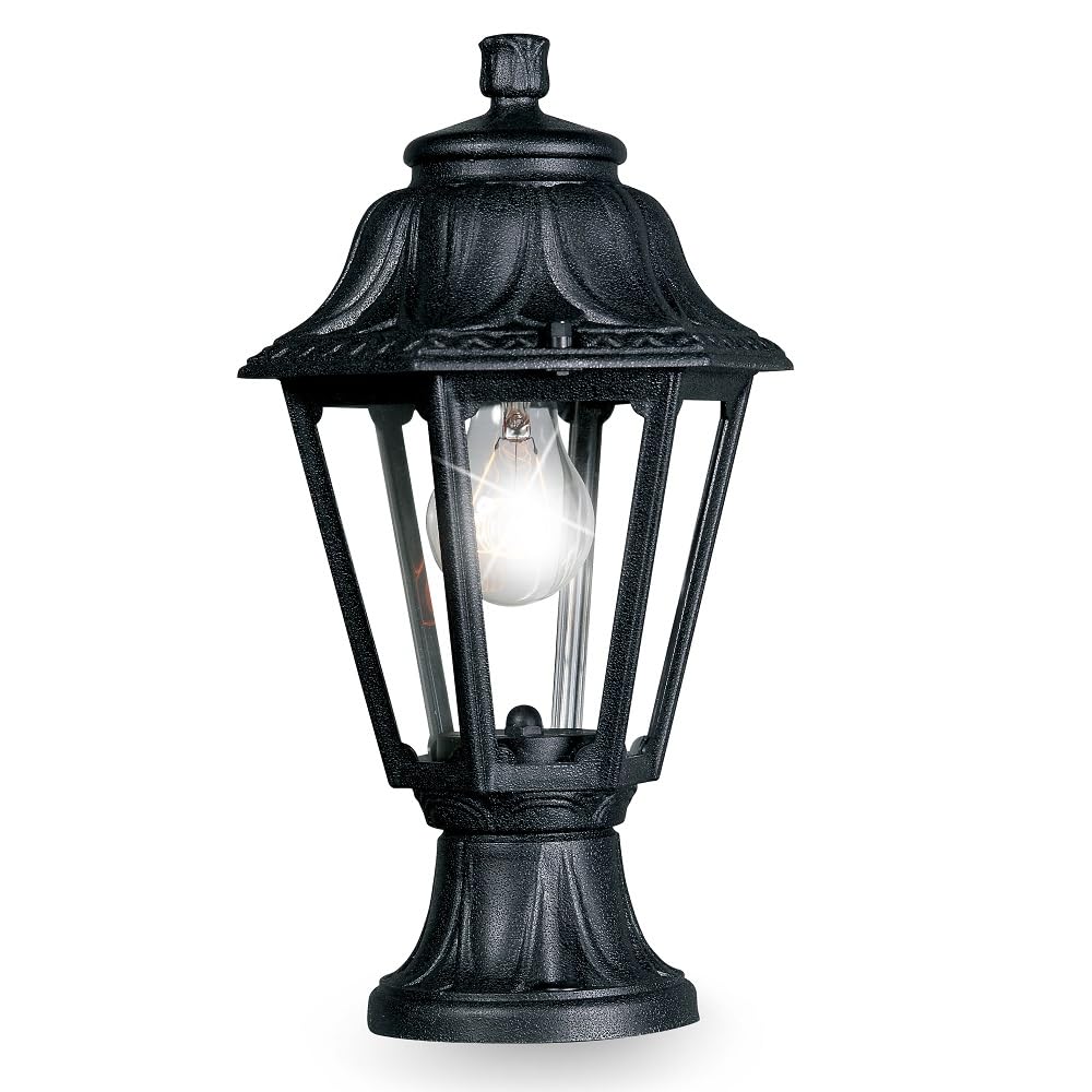 Britalia Black Outdoor Traditional Vintage Coach Lantern Pedestal Post Light | Ip55 Rated | 39Cm Height | 1 X Es E27 Lamp Required | Garden - Patio - Driveway | Uk Approved | Polycarbonate Resin Coastal