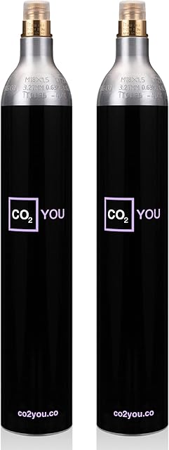 Twin Pack 2 X CO2 YOU 60 Litre Spare Gas Cylinders Compatible with All Home Use Soda Makers, CO2 Cylinders for Making Sparkling Water at Home - Free Shipping