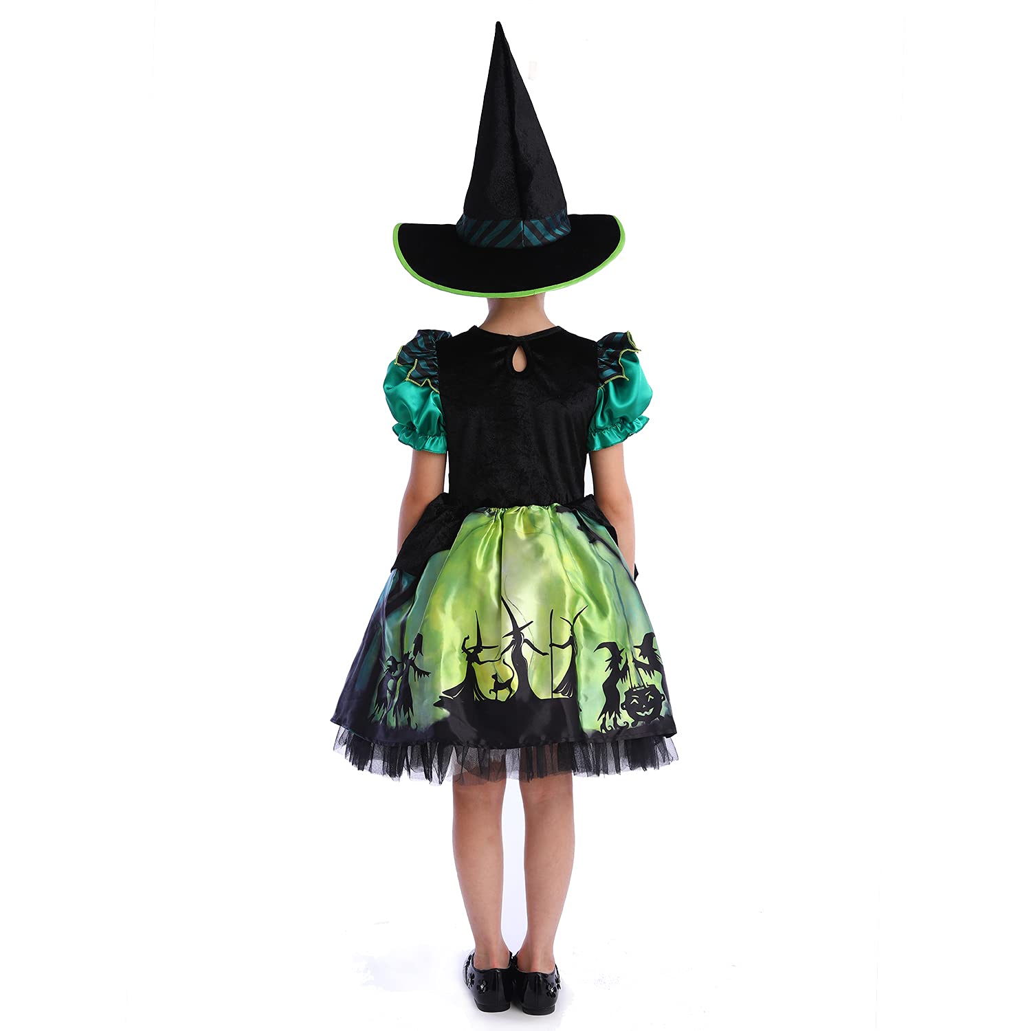 Sincere Party Ragazze Halloween Strega Costume, Deluxe Adorabile Neon Colorato Strega Travestimento con Cappello