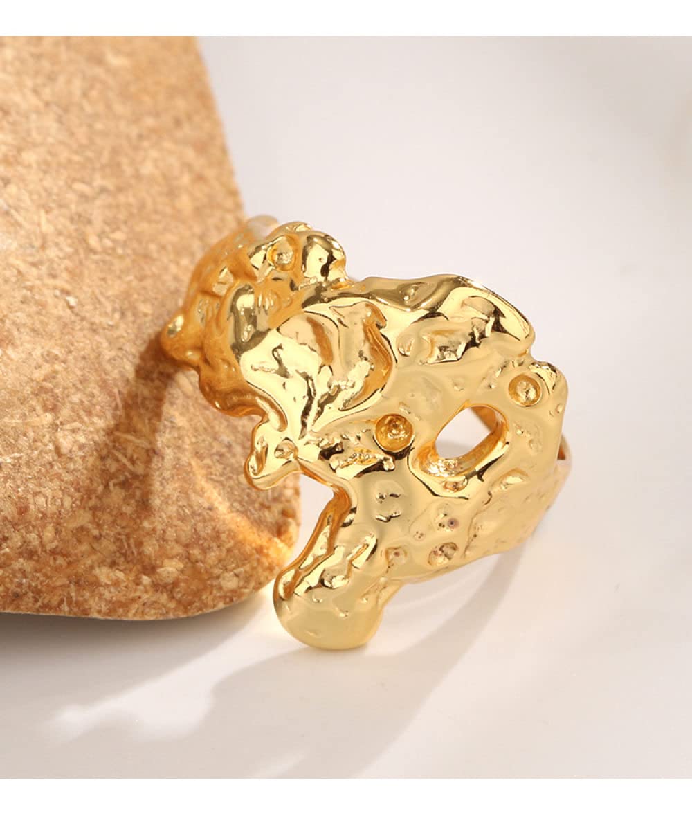 HGJH Anello in Argento Sterling 925,Anelli Regolabili per Le Donne d'oro Modello Martellato 925 Anelli di Eternità Irregolarità FEDI Nuziali Anelli di Promessa per Ragazze Signore