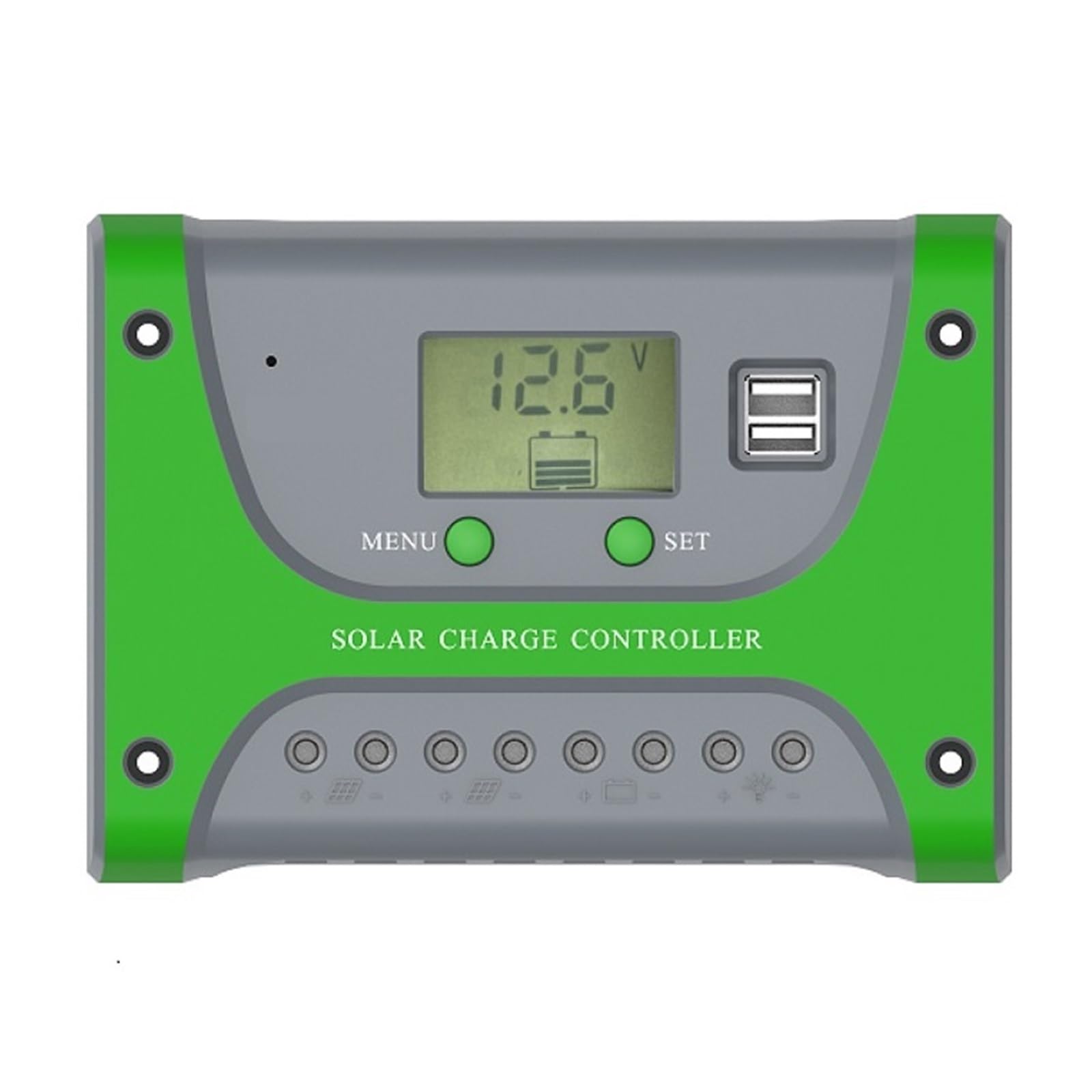 Controlador Solar De 10 A, 20 A, 30 A, 40 A, 50 A, 60 A, Controlador De Carga Solar PWM Fuera De La Red, Entrada Fotovoltaica Dual De 12/24/48 V Fácil Eficaz(10A 12/24V)