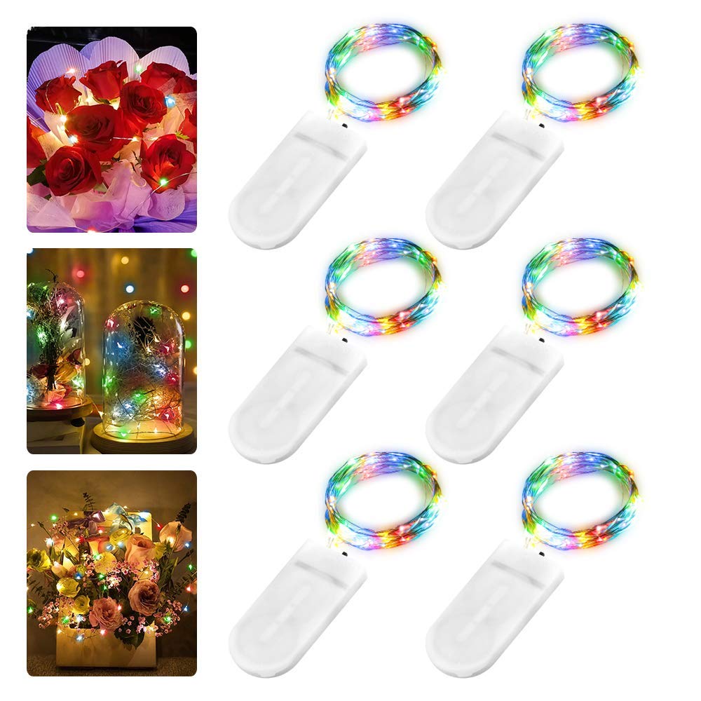 Cadena de luces LED con pilas, 2 m, 20 ledes, cobre, funciona con pilas, IP65, resistente al agua, para fiestas, Navidad, bodas, decoración